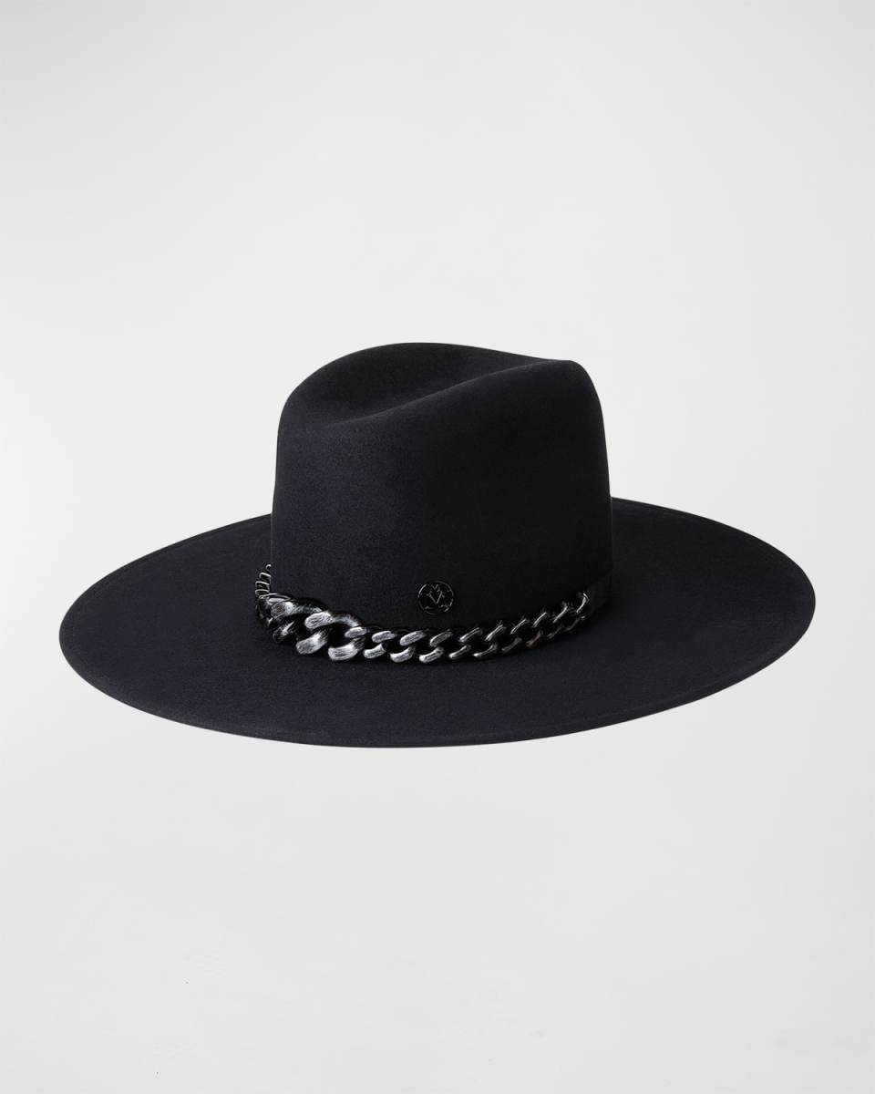 Eliza Textured Chain Wool Fedora Hat